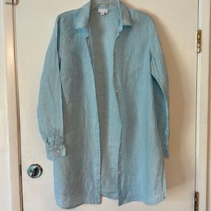 Like new light blue JJill tunic length linen shirt - size M.